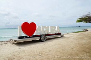 Detail, I love Aruba-Schild am Strand