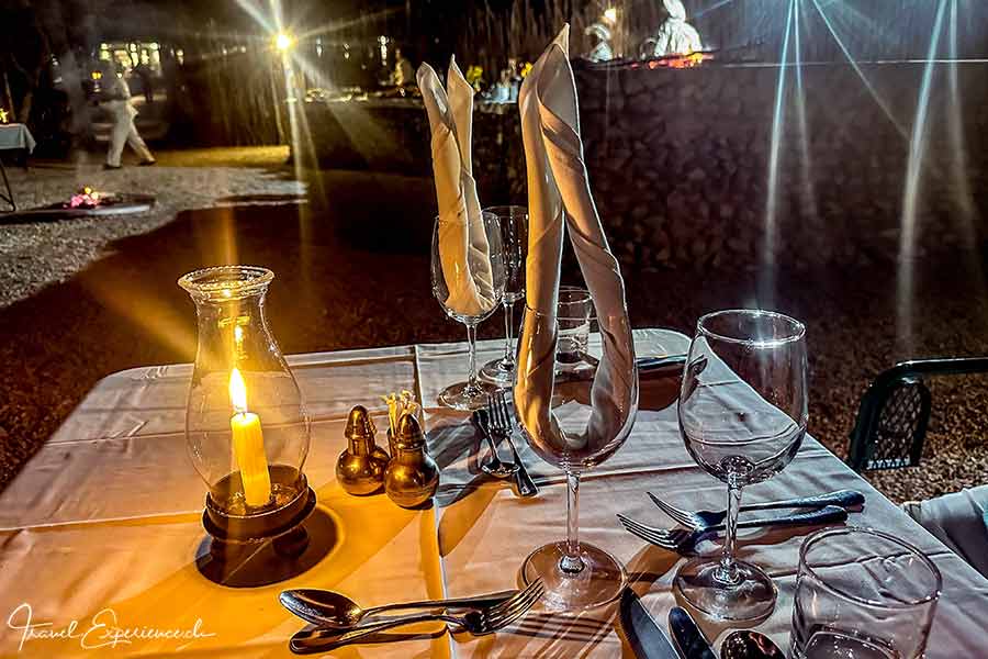 Namibia, Mushara Outpost, Candle-light dinner