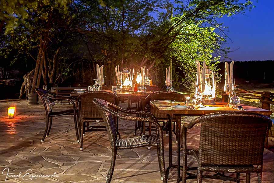 Namibia, Ongava Tented Camp, Abendessen im Freien