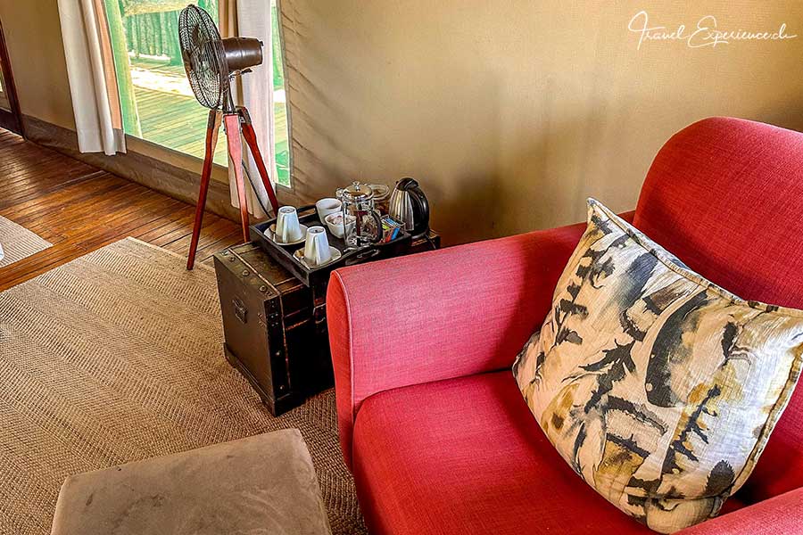 Namibia, Ongava Tented Camp, Zelt Nr 7 innen