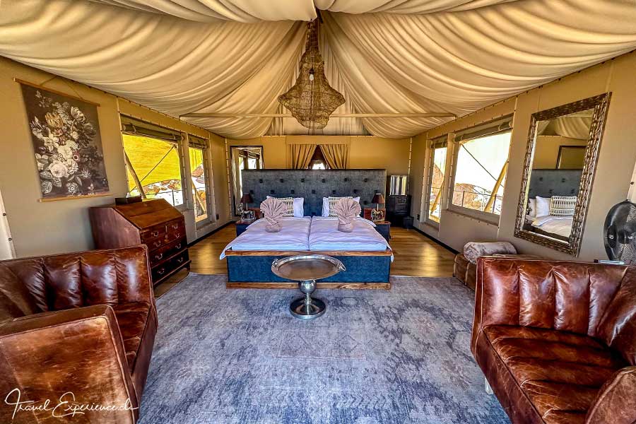 Namibia, Twyfelfontein Adventure Camp, Zelt innen
