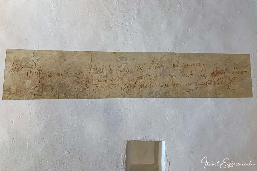 Müstair, Hotel, Chasa Chalavaina, Inschrift