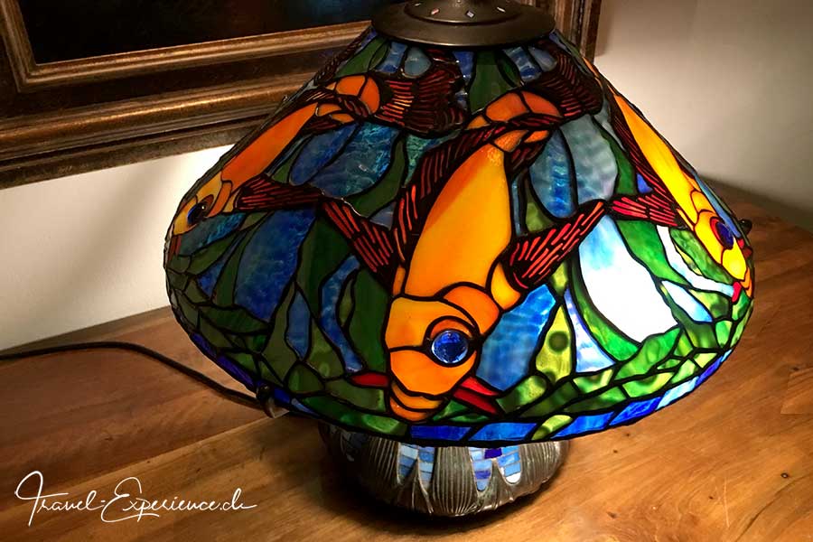 Detail, Jugendstillampe mit Fisch