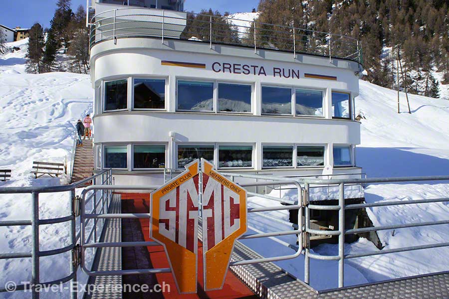 Aussenaufnahme, Clubhaus des Tobogganging Club, am Cresta Run in St. Moritz