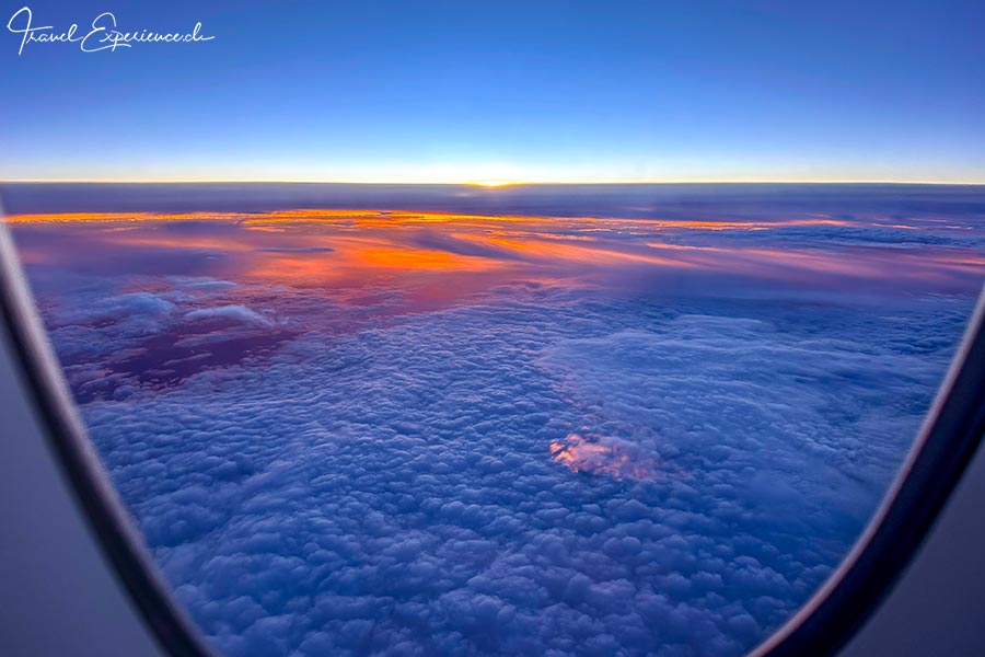 Sonnenuntergang nach Abflug in Sydney